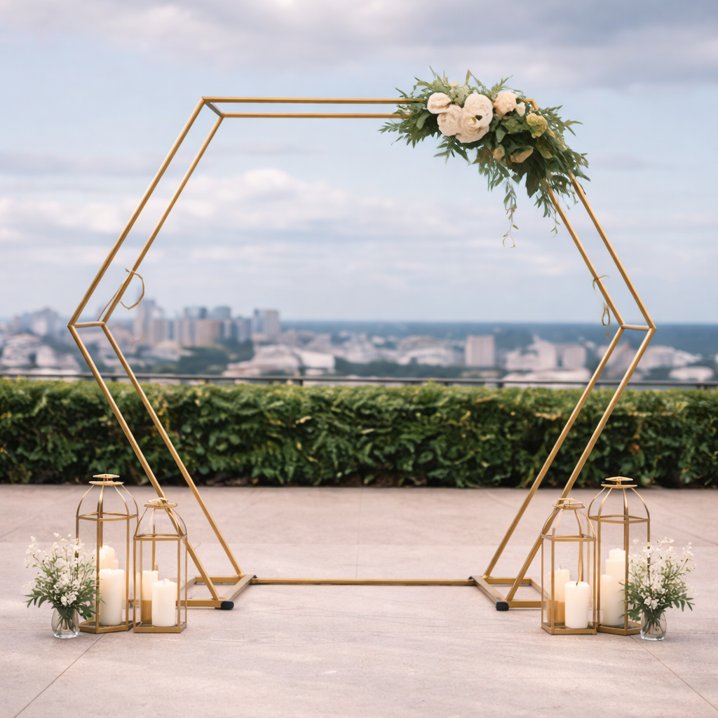 modern geometric minimalist wedding arch