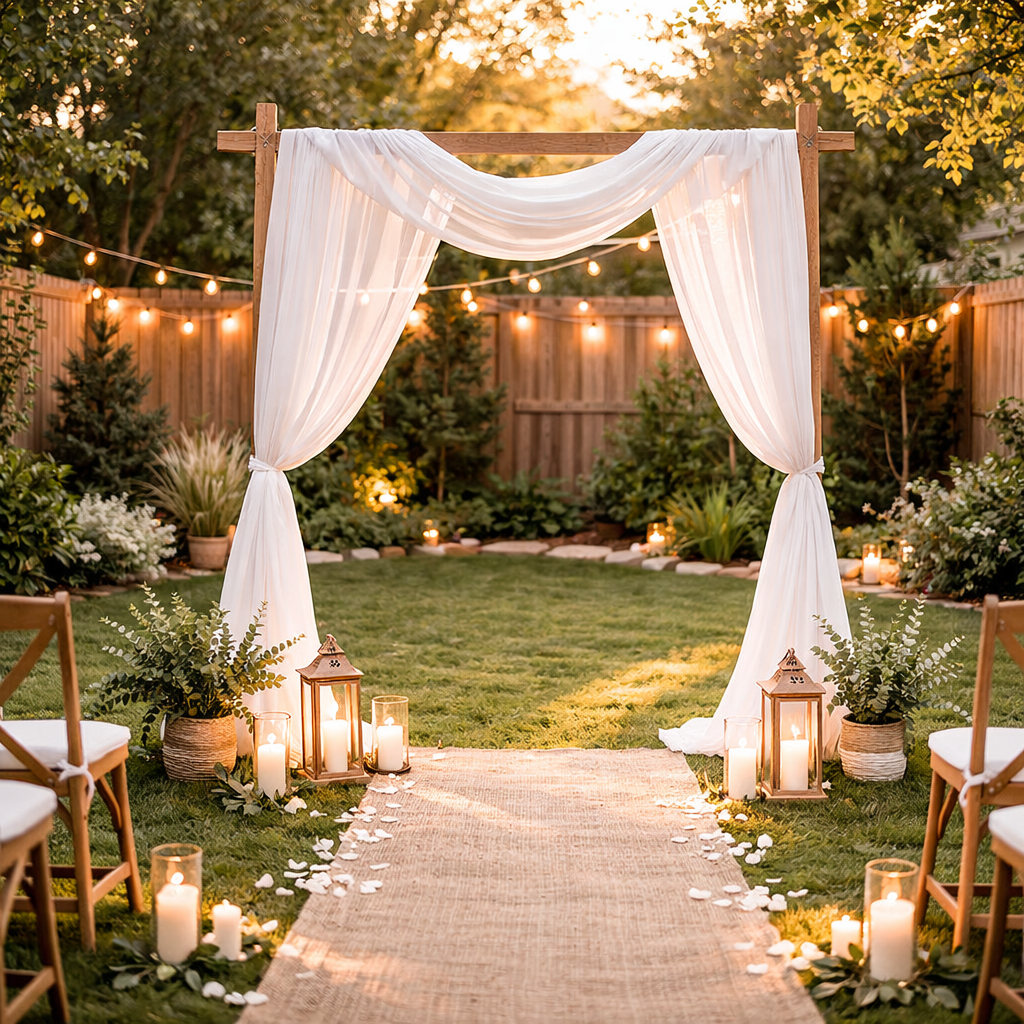 simple wedding arch for small backyard wedding