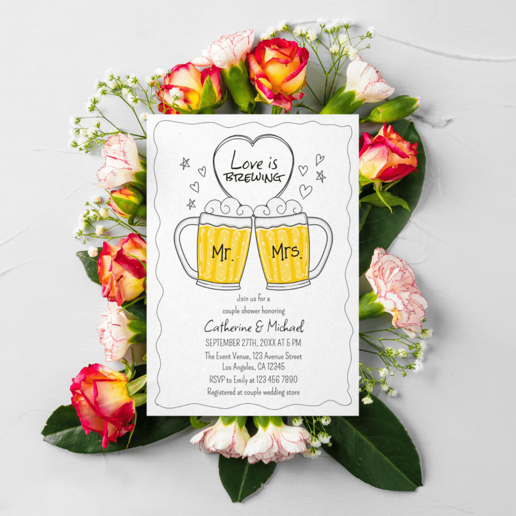 hand drawn doodle scribble calligraphy mr. & mrs. wedding invitation