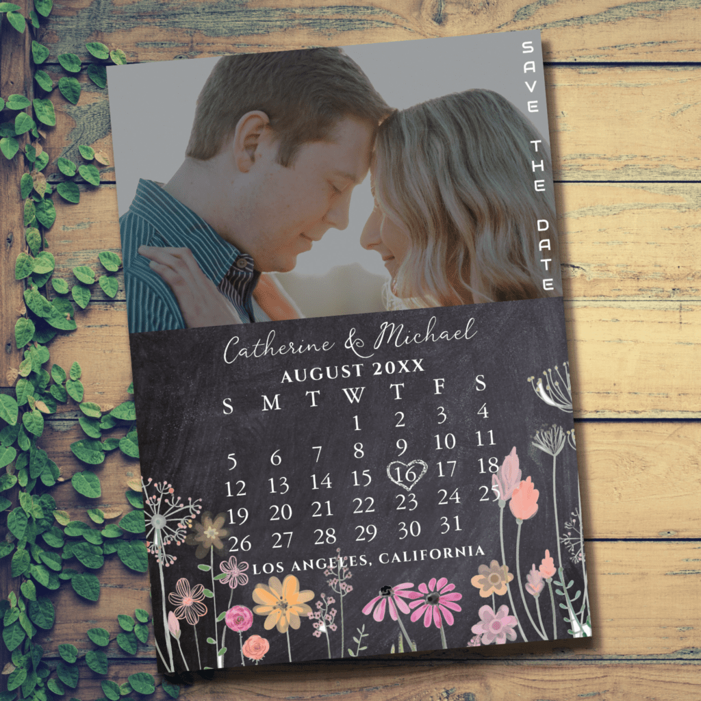 chalkboard calendar style save the date