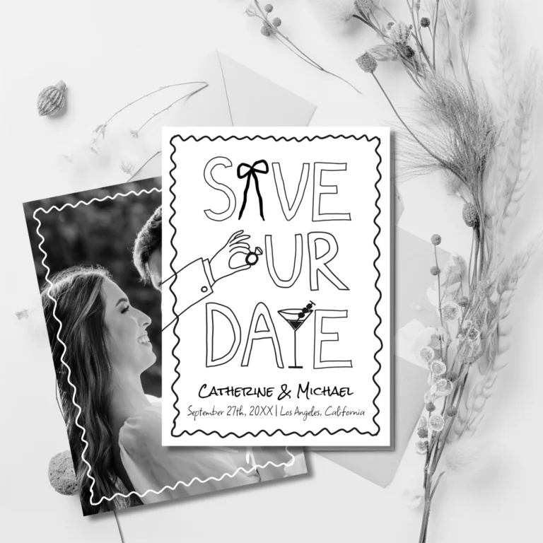 hand drawn scribble border wedding save the date