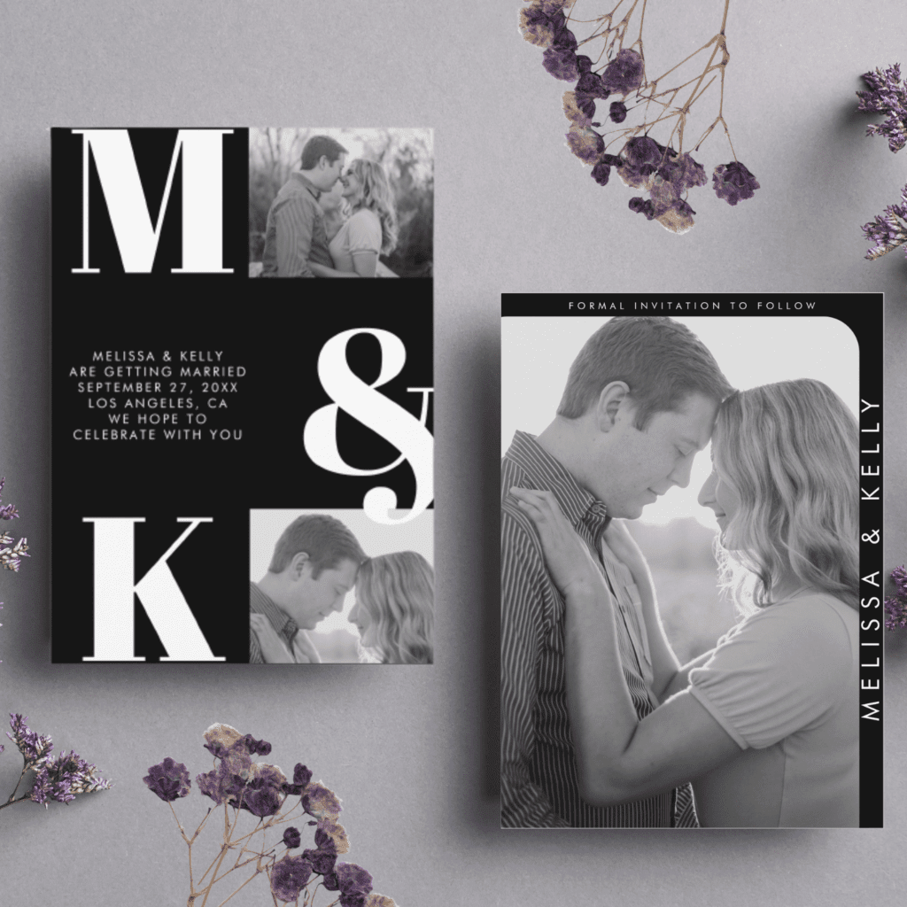 monogram save the date invitation bold monogram photo personalized save the date