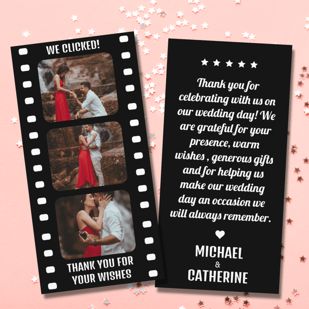 MOVIE theme wedding thank you card