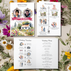 watercolor garden wedding program